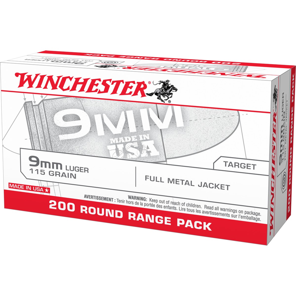 chester USA 9mm 115 Gr FMJ 200 Rd Ammo
